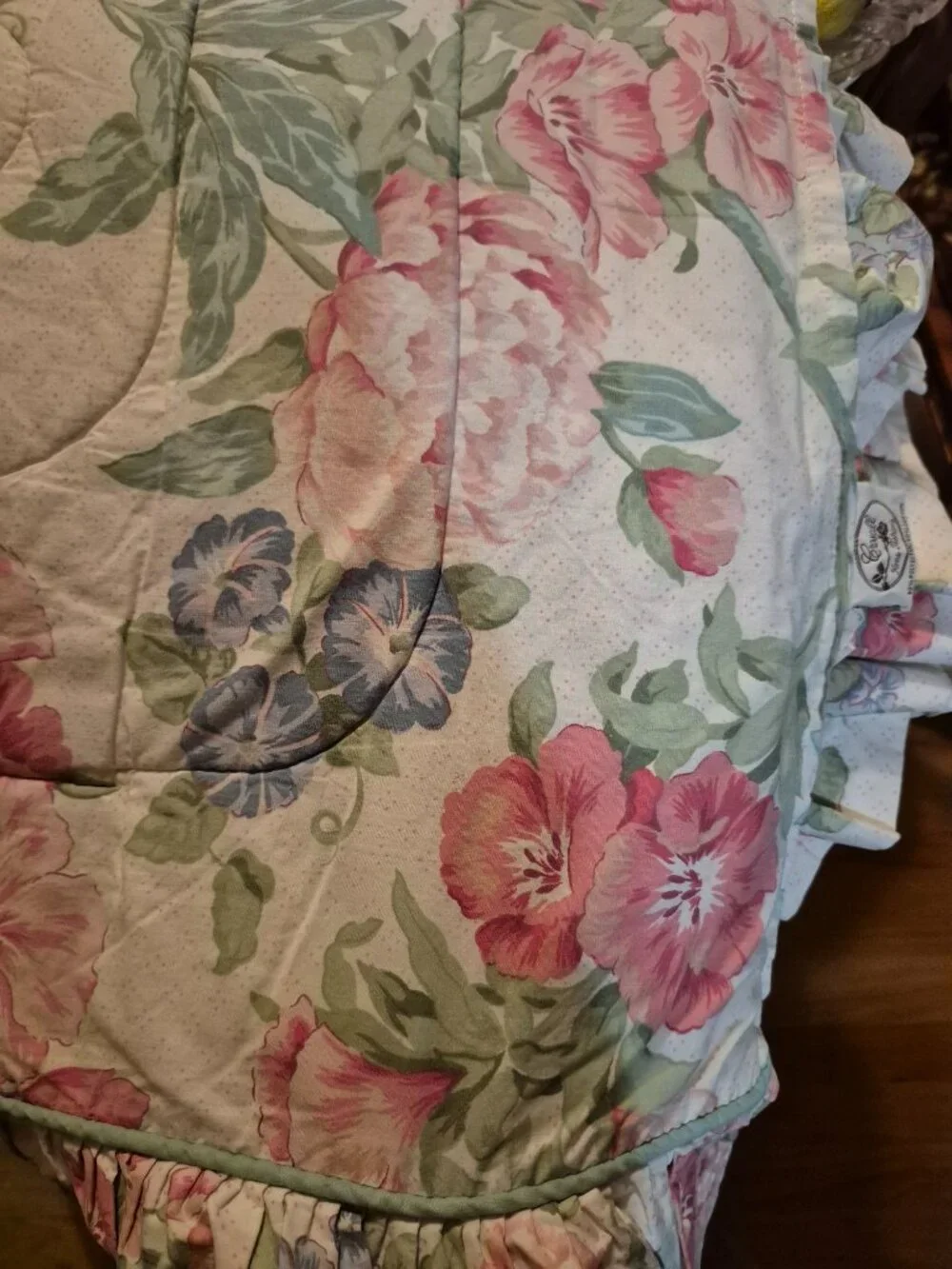 Rare Vintage 90s Croscill 5 Piece Floral Ruffled Queen Bedspread BeddingEnsemble
